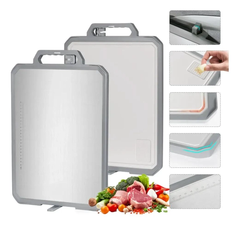 TABLA PARA CORTAR Y PICAR REVERSIBLE DE ACERO INOXIDABLE 304 - 1