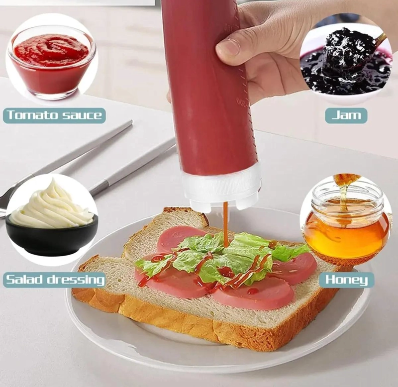SET DE 3 DISPENSADORES PARA SALSA DE PLASTICO SEGURO SIN BPA - 5