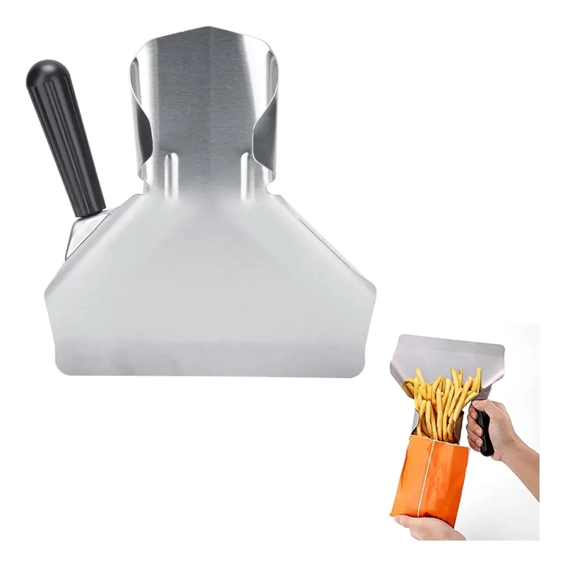 PALA DE ACERO INOXIDABLE PARA PAPAS FRITAS CON MANGO ERGONOMICO - 1