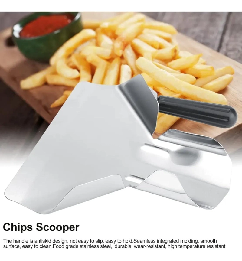 PALA DE ACERO INOXIDABLE PARA PAPAS FRITAS CON MANGO ERGONOMICO - 5