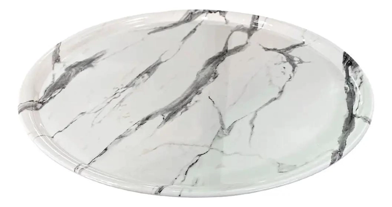 TABLA REDONDA DE MELAMINA CON DISEÑO MARMOL BLANCO DE 35 CM - 1