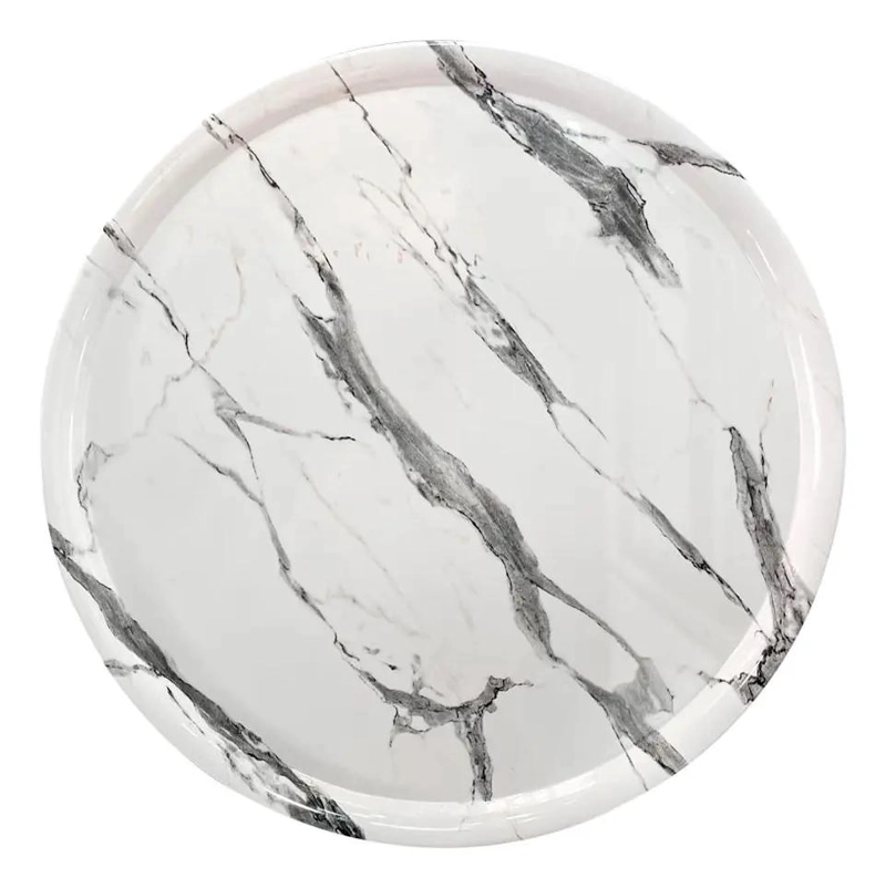 TABLA REDONDA DE MELAMINA CON DISEÑO MARMOL BLANCO DE 35 CM - 2