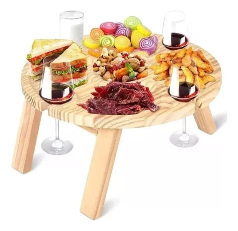 MESA PLEGABLE DE MADERA PARA PICNIC Y COMIDAS AL AIRE LIBRE - 1
