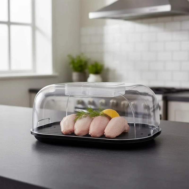 TABLA BANDEJA DE ALUMINIO PARA DESCONGELAR ALIMENTOS CON TAPA PRACTICA - 2