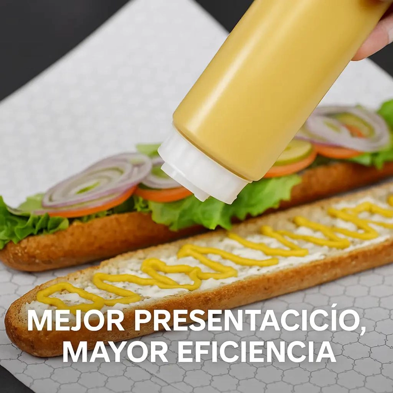 SET DE 6 DISPENSADORES PLASTICOS PARA SALSA DE 600 ML CADA UNO - 3