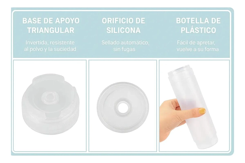 SET DE 6 DISPENSADORES PLASTICOS PARA SALSA DE 600 ML CADA UNO - 4