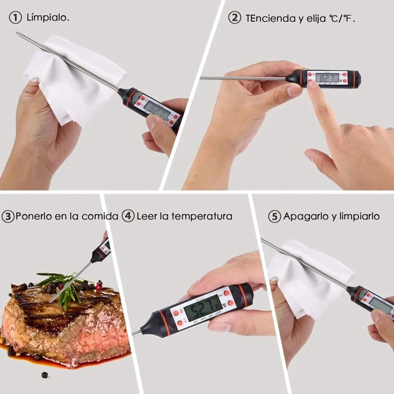 TERMOMETRO DIGITAL PARA HORNO Y COCINA CON SENSOR PARA CARNES - 4