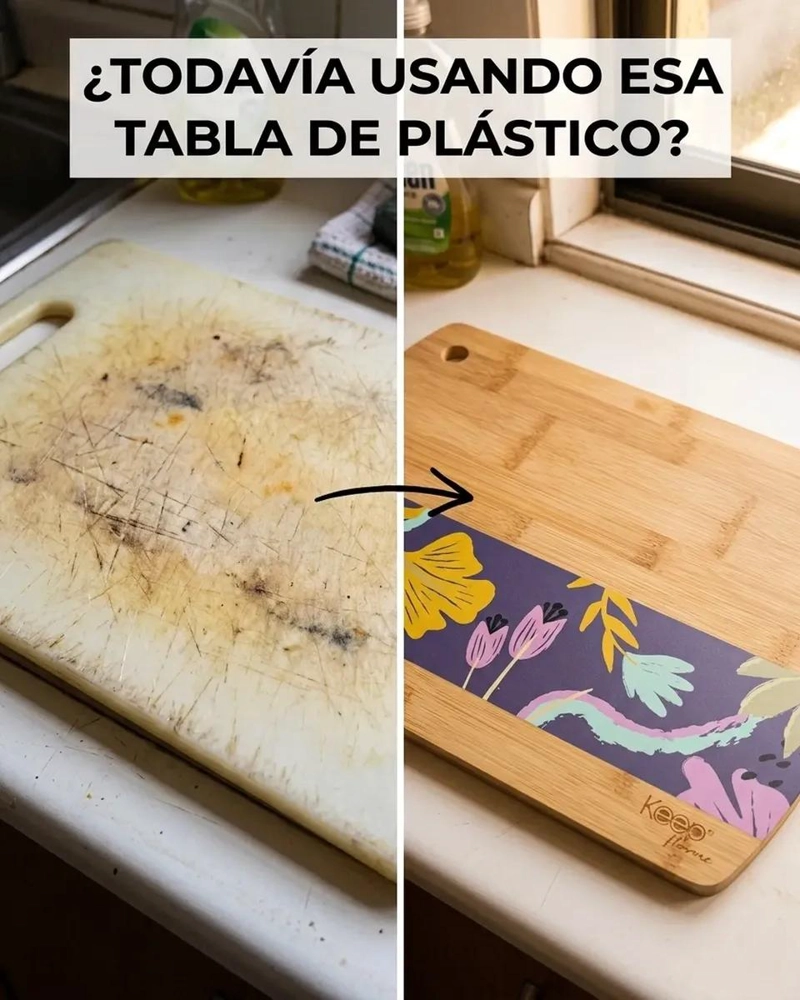 TABLA DE CORTAR DE BAMBU CON DISEÑO FLORAL PARA COCINA 23X33 CM - 5