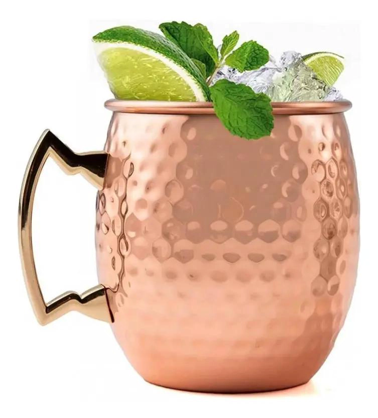 SET DE 4 VASOS PARA COCTEL ESTILO MOSCOW MULE DE COBRE 500CC - 1