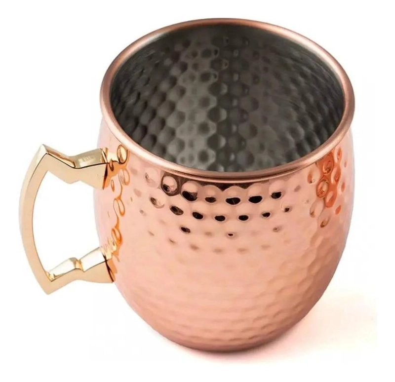 SET DE 4 VASOS PARA COCTEL ESTILO MOSCOW MULE DE COBRE 500CC - 3