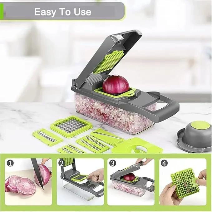 PICADOR DE VERDURAS MULTIUSOS CON 16 PIEZAS PARA PREPARACION RAPIDA - 2