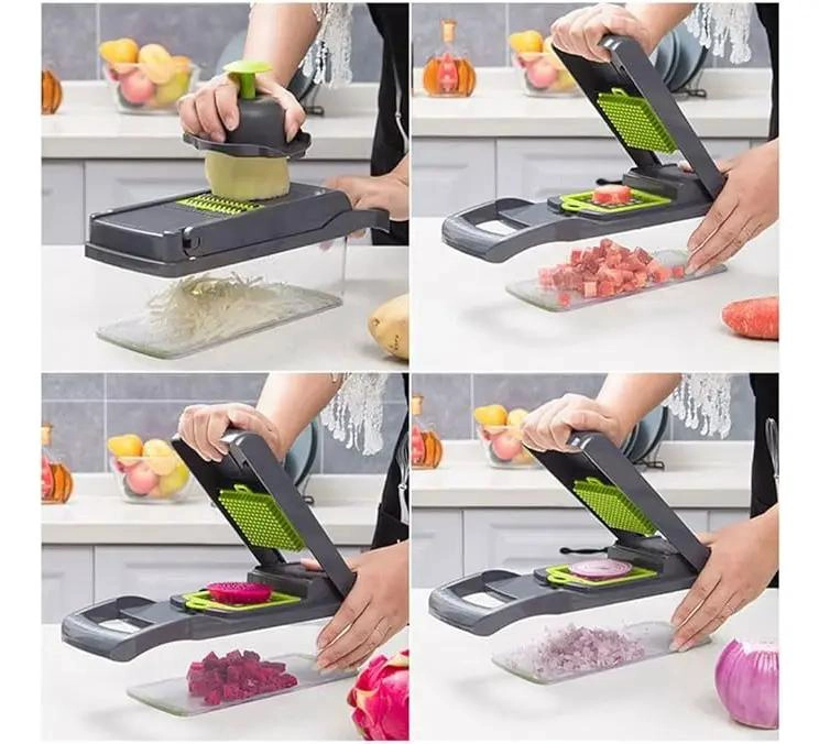PICADOR DE VERDURAS MULTIUSOS CON 16 PIEZAS PARA PREPARACION RAPIDA - 3