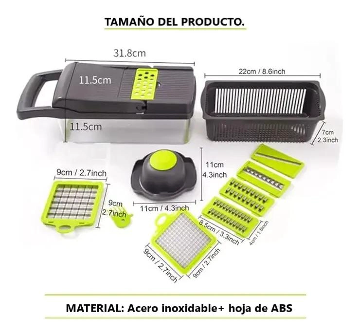PICADOR DE VERDURAS MULTIUSOS CON 16 PIEZAS PARA PREPARACION RAPIDA - 5