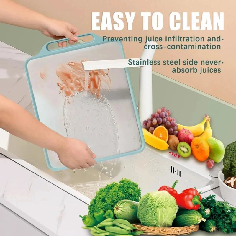 TABLA PARA PICAR CON DOBLE LADO DE ACERO INOXIDABLE RESISTENTE - 5