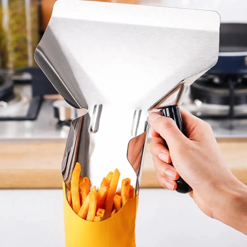 PALA PARA PAPAS FRITAS DE ACERO INOXIDABLE CON ASA ERGONOMICA - 1