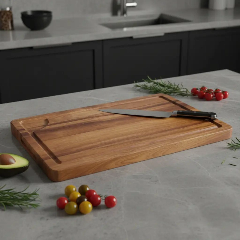TABLA DE MADERA RECTANGULAR PARA PICAR ALIMENTOS DE 38 CM - 2