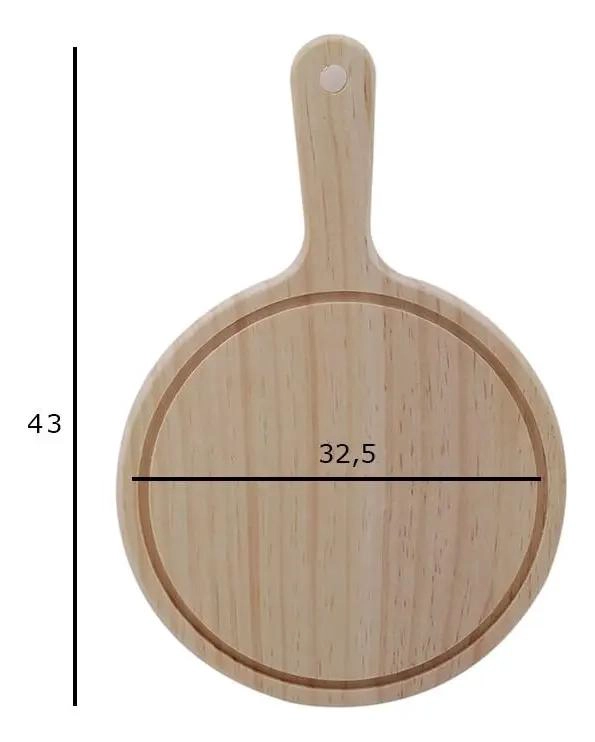 PLATO PARA PIZZA DE MADERA CON MANGO DE 32,5 CM - 2