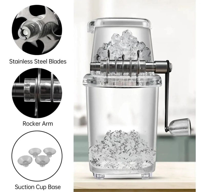 MAQUINA MANUAL PARA RASPADOS CON TRITURADOR DE HIELO DE MANIVELA - 4
