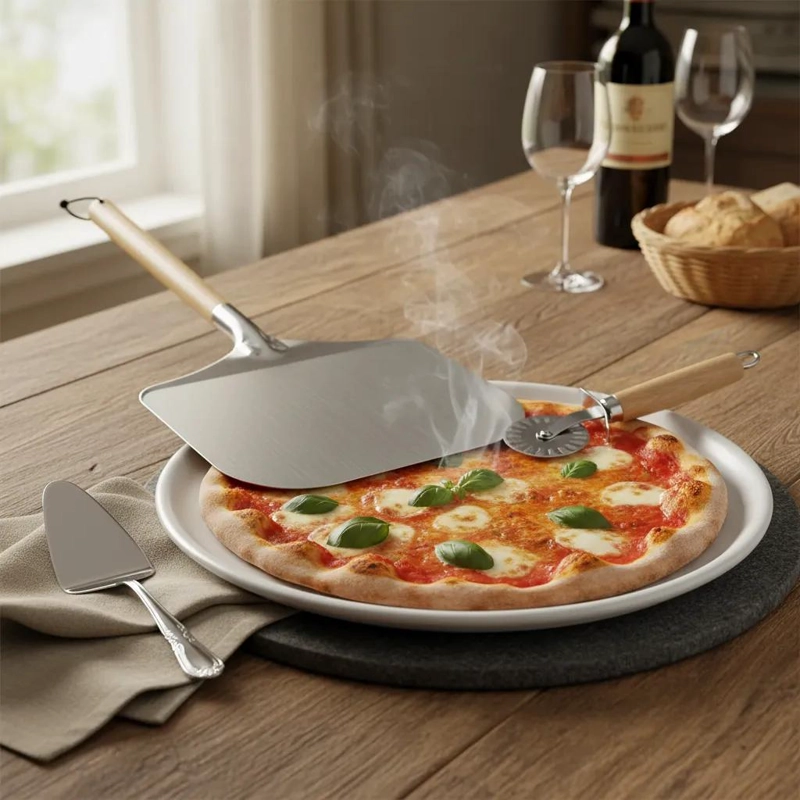 ESPATULA PARA PIZZA DE ALUMINIO DE 30 CM CON DISEÑO CUADRADO - 2