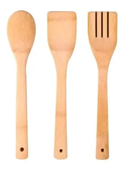 SET DE 3 UTENSILIOS DE COCINA EN MADERA DE BAMBU NATURAL - 4