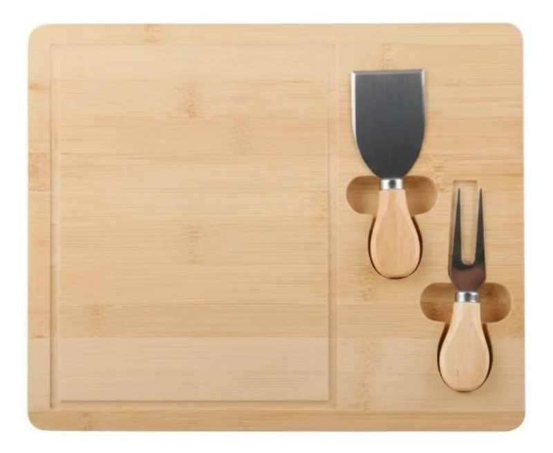 SET DE TABLA PARA PICOTEO DE BAMBU CON CUCHILLOS INCLUIDOS - 1