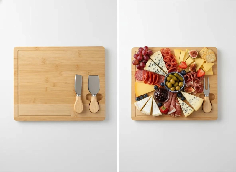 SET DE TABLA PARA PICOTEO DE BAMBU CON CUCHILLOS INCLUIDOS - 5