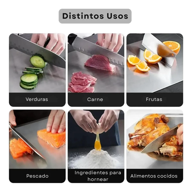 TABLA PARA PICAR Y CORTAR ALIMENTOS DE ACERO INOXIDABLE 30X20 CM - 5