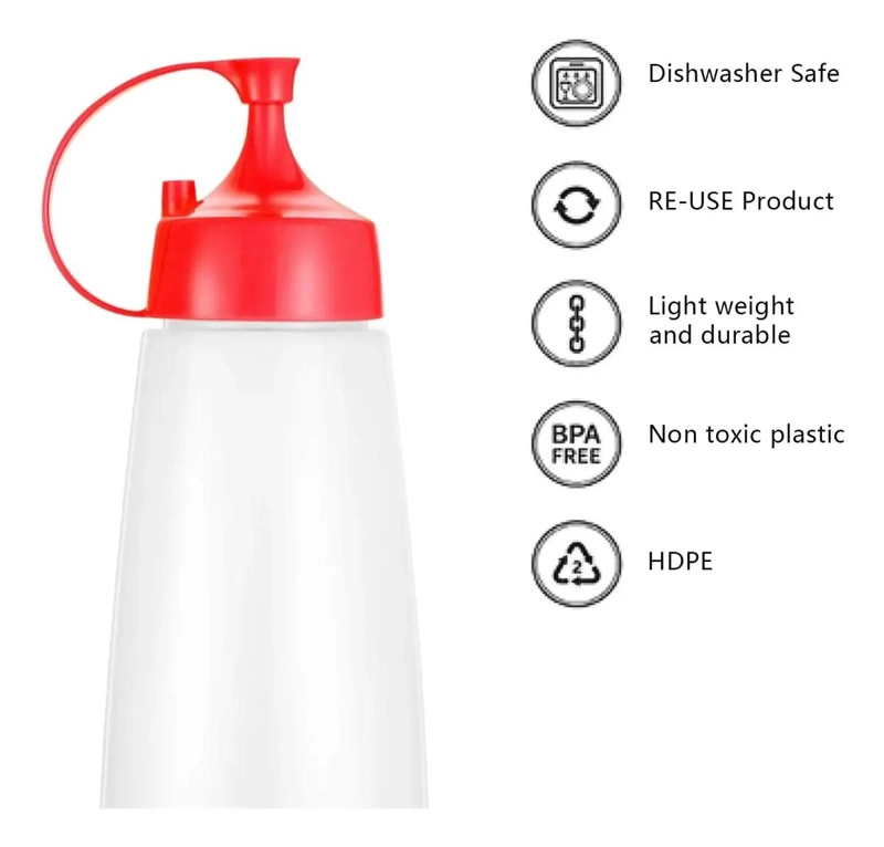 DISPENSADOR PARA SALSA TRANSPARENTE DE 500 ML CON DISEÑO PRACTICO - 2