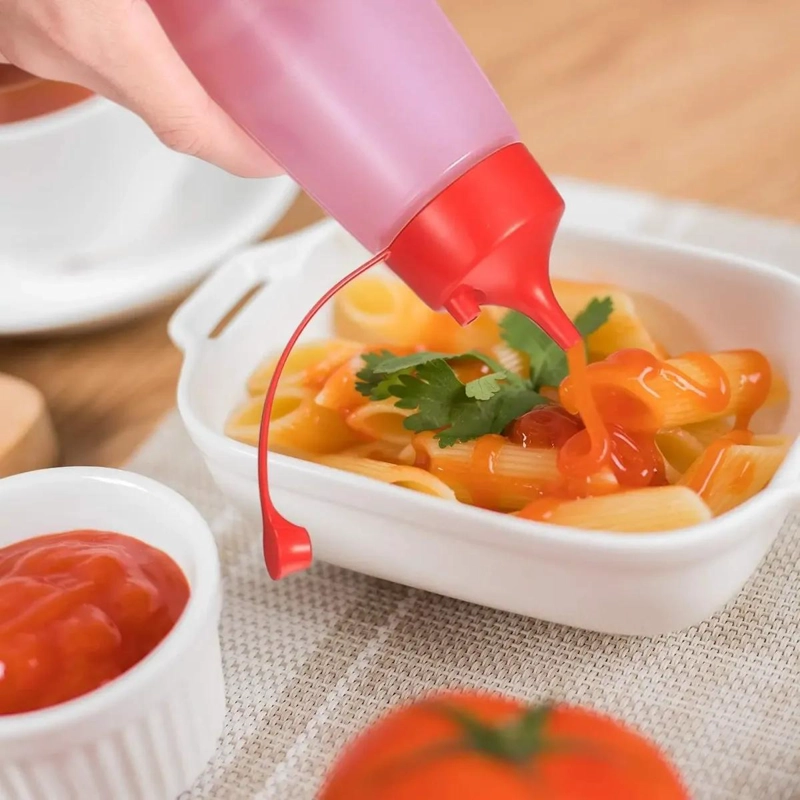 DISPENSADOR PARA SALSA TRANSPARENTE DE 500 ML CON DISEÑO PRACTICO - 3