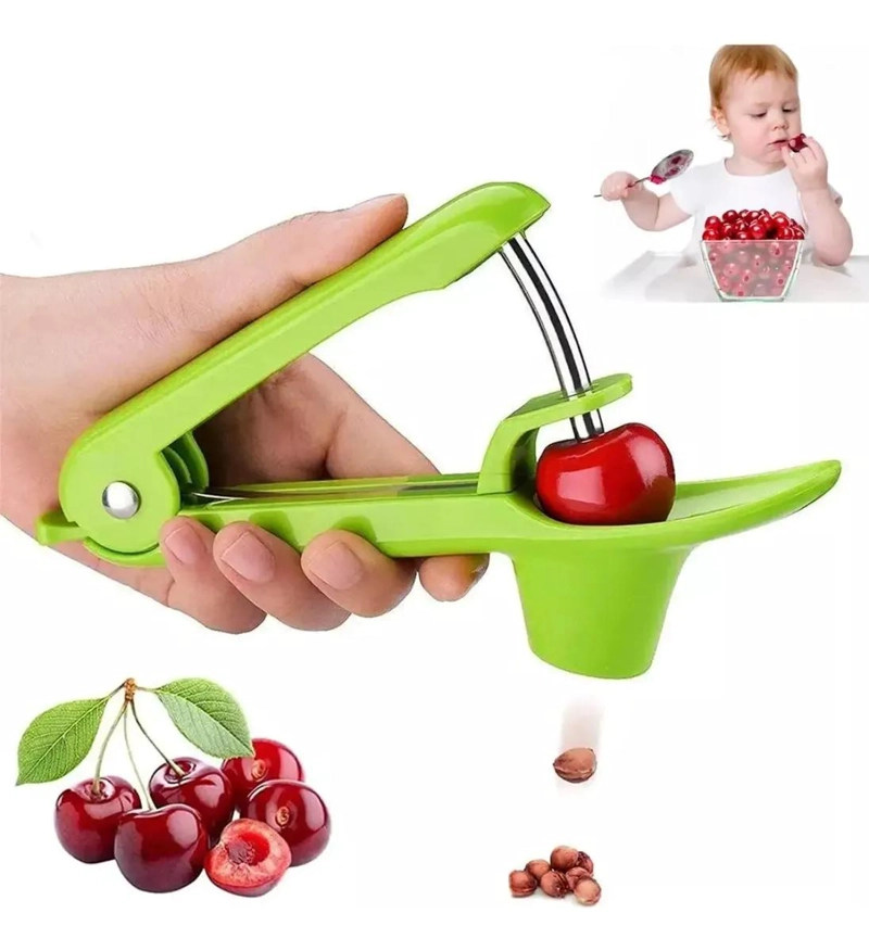 HERRAMIENTA PARA DESHUESAR CEREZAS CON DISEÑO ERGONOMICO VERDE - 1