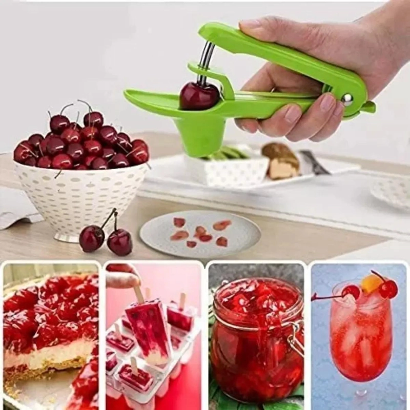 HERRAMIENTA PARA DESHUESAR CEREZAS CON DISEÑO ERGONOMICO VERDE - 2