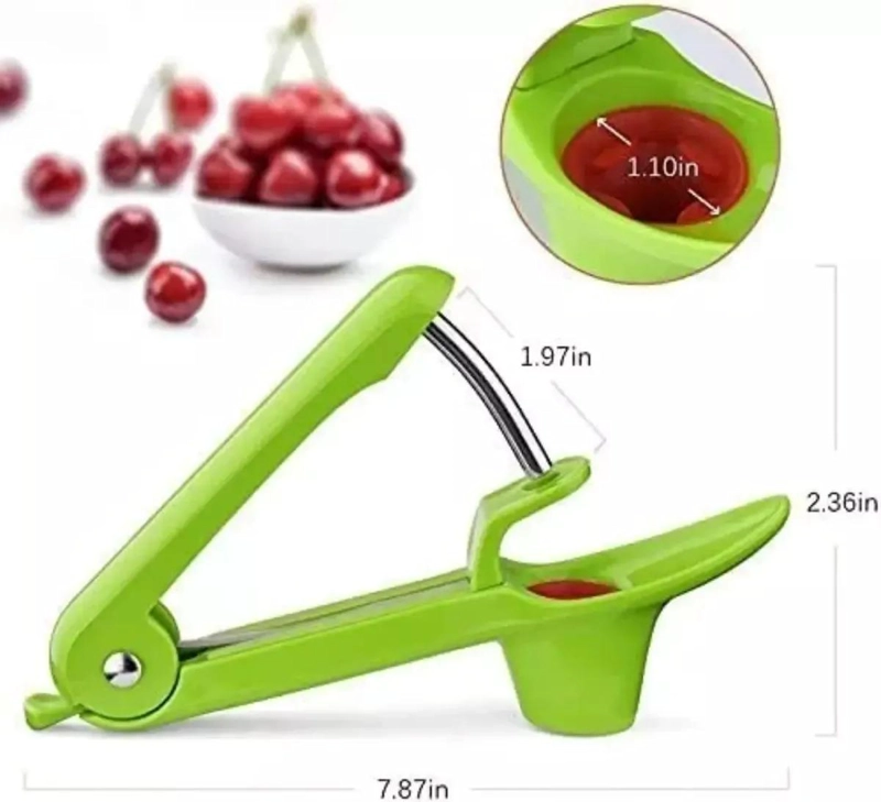 HERRAMIENTA PARA DESHUESAR CEREZAS CON DISEÑO ERGONOMICO VERDE - 3