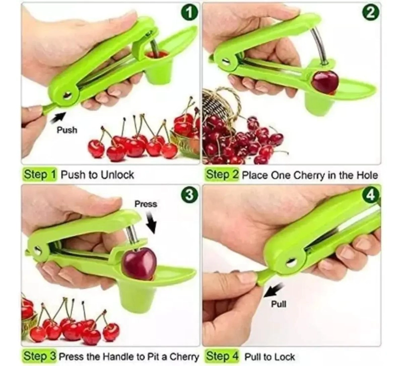 HERRAMIENTA PARA DESHUESAR CEREZAS CON DISEÑO ERGONOMICO VERDE - 4