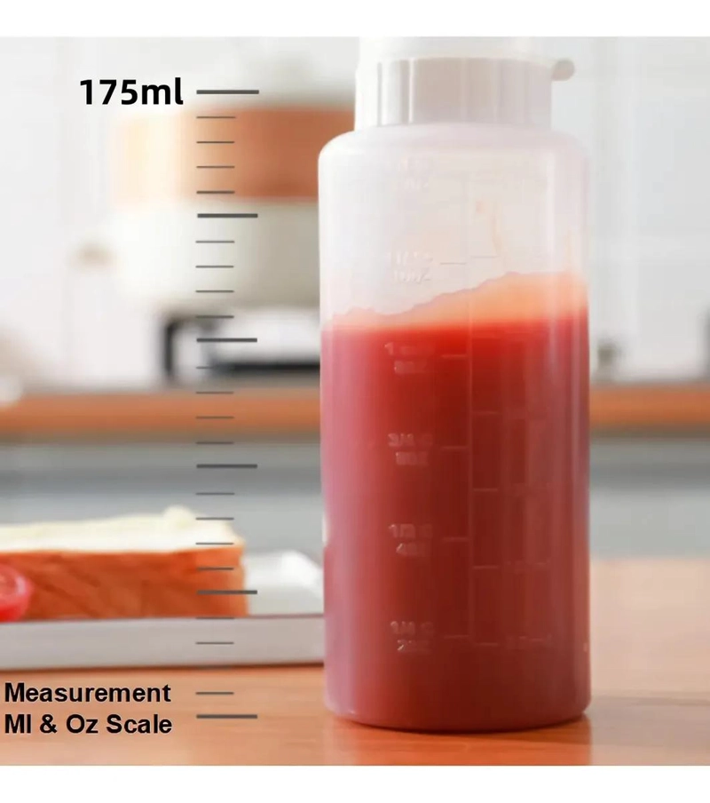 SET DE 6 DISPENSADORES PARA SALSA CREMA CON BOTELLA GRADUADA DE 175 ML - 5