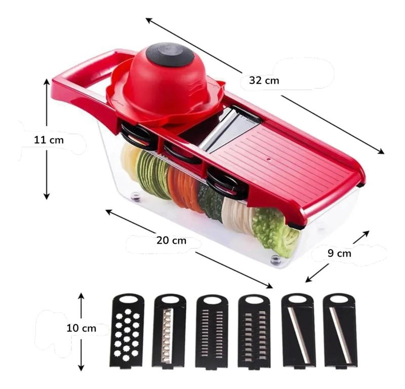 MANDOLINA REBANADORA ROJA PARA MESA CON MULTIPLES FUNCIONES DE RALLADO - 3
