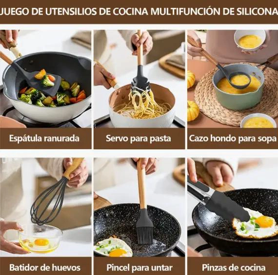 JUEGO DE UTENSILIOS DE COCINA DE SILICONA CON CAJA DE ALMACENAMIENTO DE 12 PIEZ - 2