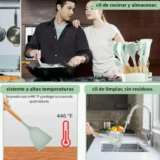 JUEGO DE UTENSILIOS DE COCINA DE SILICONA CON CAJA DE ALMACENAMIENTO DE 12 PIEZ - 4