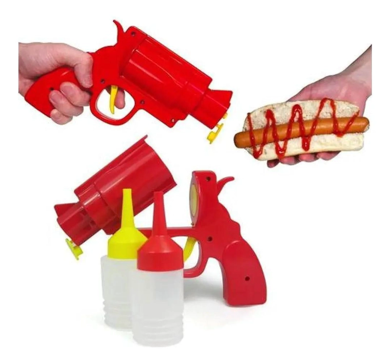DISPENSADOR MANUAL PARA KETCHUP Y MOSTAZA CON DISEÑO DE PISTOLA - 4
