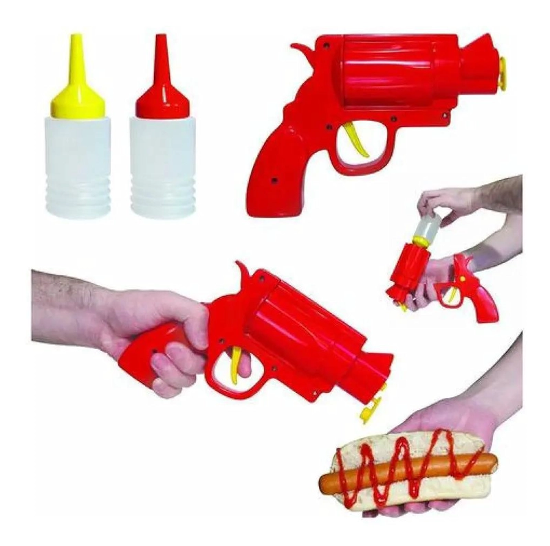 DISPENSADOR MANUAL PARA KETCHUP Y MOSTAZA CON DISEÑO DE PISTOLA - 5