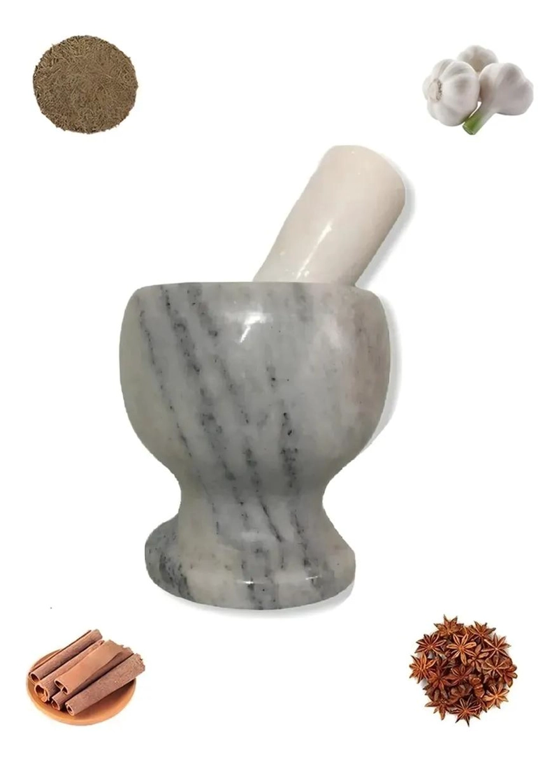 MORTERO DE MARMOL PARA MOLER HIERBAS Y MEZCLAR INGREDIENTES - 2