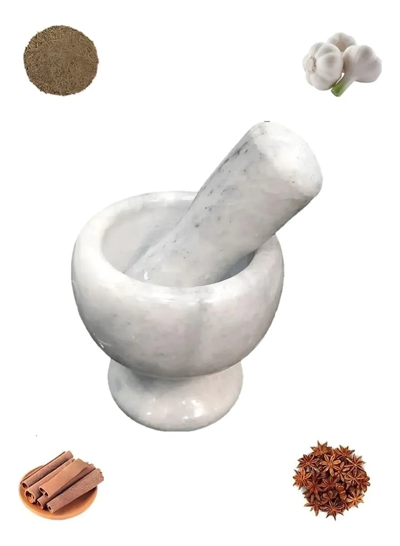 MORTERO DE MARMOL PARA MOLER HIERBAS Y MEZCLAR INGREDIENTES - 3