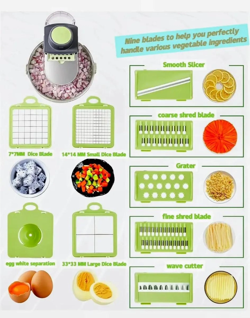 SET DE 12 PIEZAS PARA CORTAR Y RALLAR VERDURAS, QUESOS Y FRUTAS - 4