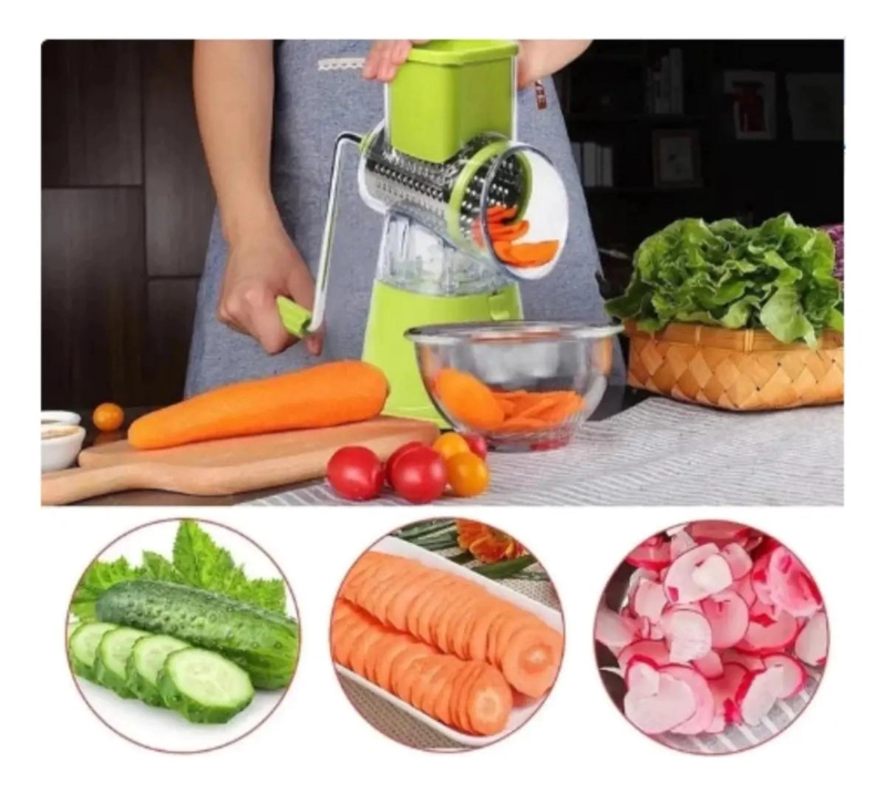RALLADOR CORTADOR Y PICADOR MANUAL PARA VERDURAS Y QUESOS 3 EN 1 - 2