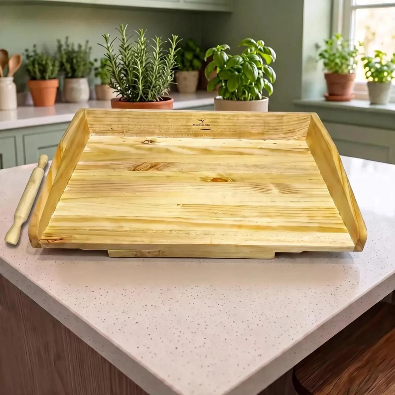 TABLA DE AMASAR DE MADERA CON USLERO INCLUIDO DE ALTA CALIDAD - 1