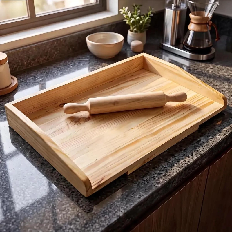 TABLA DE AMASAR DE MADERA CON USLERO INCLUIDO DE ALTA CALIDAD - 2