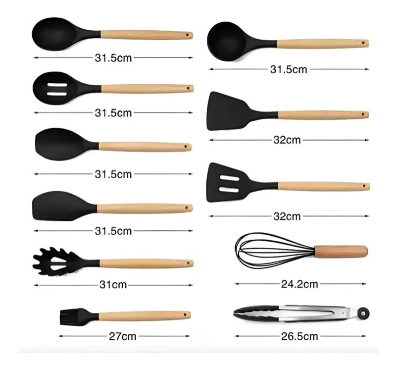 SET COMPLETO DE UTENSILIOS DE SILICONA PARA COCINA CON 19 PIEZAS COLOR TURQUESA - 4