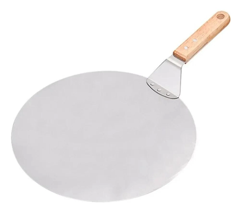 PALA PARA PIZZA REDONDA DE 30 CM CON MANGO DE MADERA PARA HORNO - 1