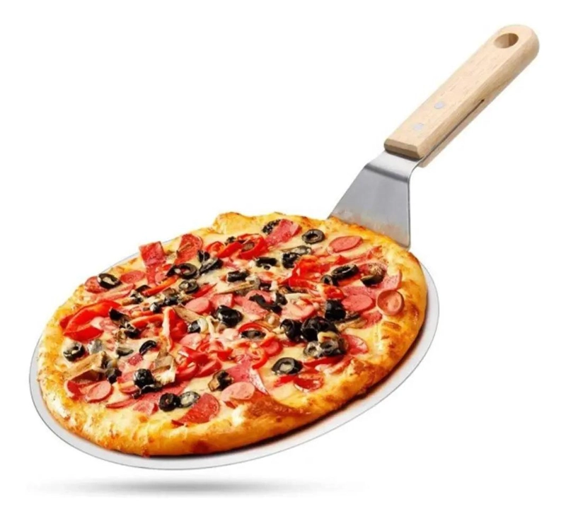 PALA PARA PIZZA REDONDA DE 30 CM CON MANGO DE MADERA PARA HORNO - 4
