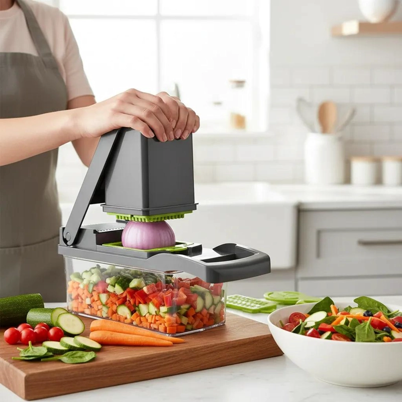 CORTADOR MANUAL MULTIFUNCIONAL PARA VERDURAS CON CUCHILLAS INTERCAMBIABLES - 2