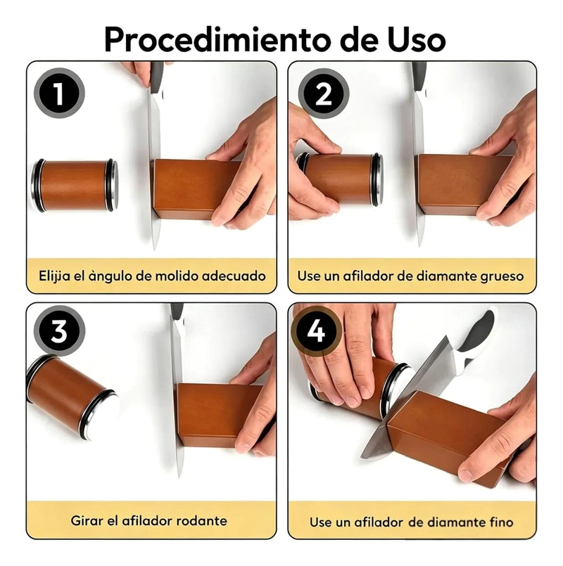 AFILADOR MANUAL PARA CUCHILLOS CON RODILLO Y MANGO DE MADERA - 4